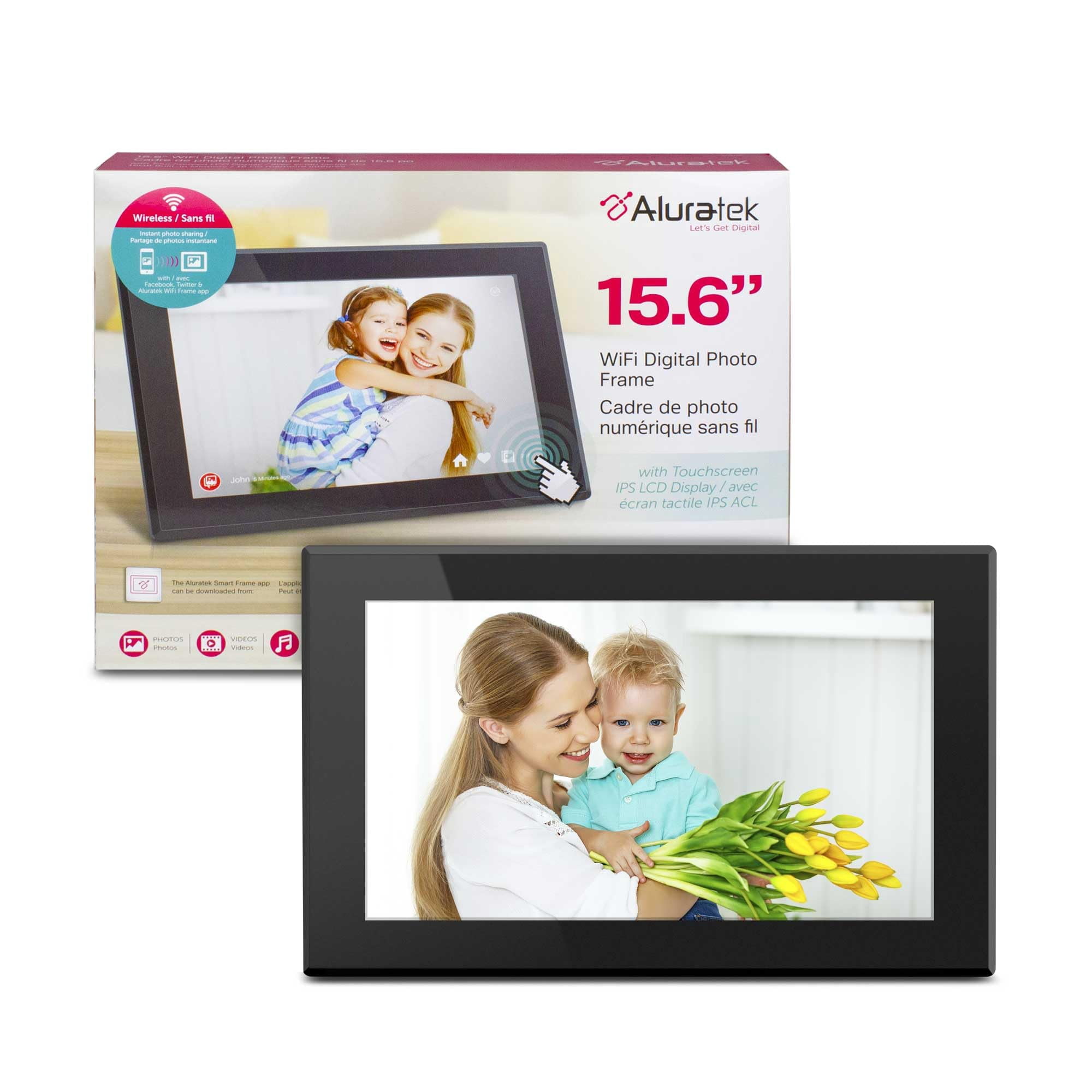 Marco Digital Para Fotos Aluratek Aws15f De 15.6" Con Wi‑fi Y Pantalla Táctil