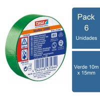 Pack 6 Tesaflex Cintas Aisladora Eléctrica Profesional Verde 10M X 15Mm