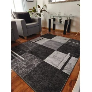 Casadeliacl - Alfombra 160X200 Moderna Elegante Decorativa Wym Cuadro Gris Oscuro