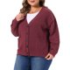 thumbnail image 4 of Agnes Orinda Conjuntos de Halloween Cárdigan de Punto para Mujer de Talla Grande con Cuello en V y Manga Larga Abrigo de Suéter de Otoño Invierno con Bolsillos 3X Burdeos, 4 of 6