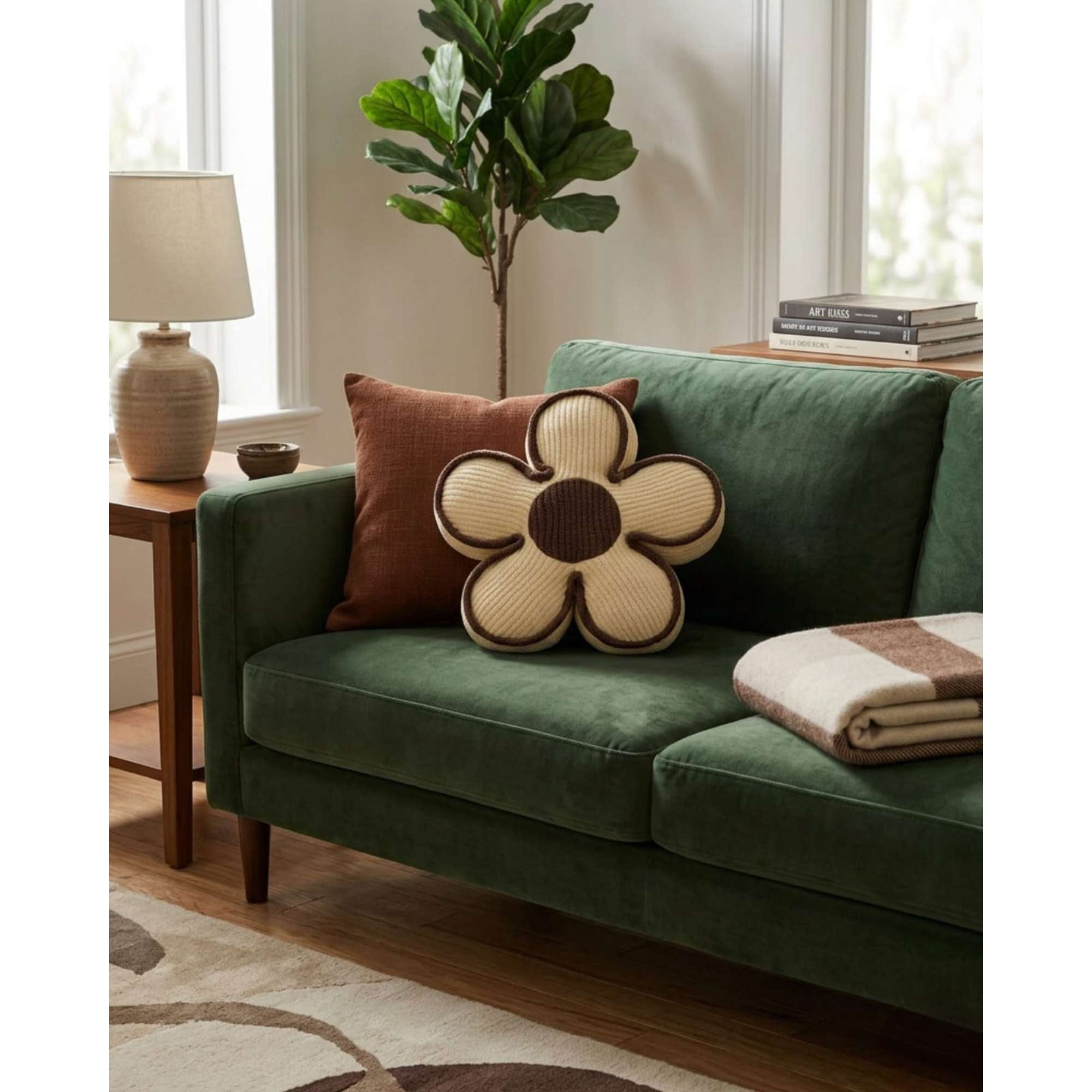 Todo Para El Hogar - Cojines De Flor Vintage Texturizado 50cm Para Sofá O Cama Pack De 4