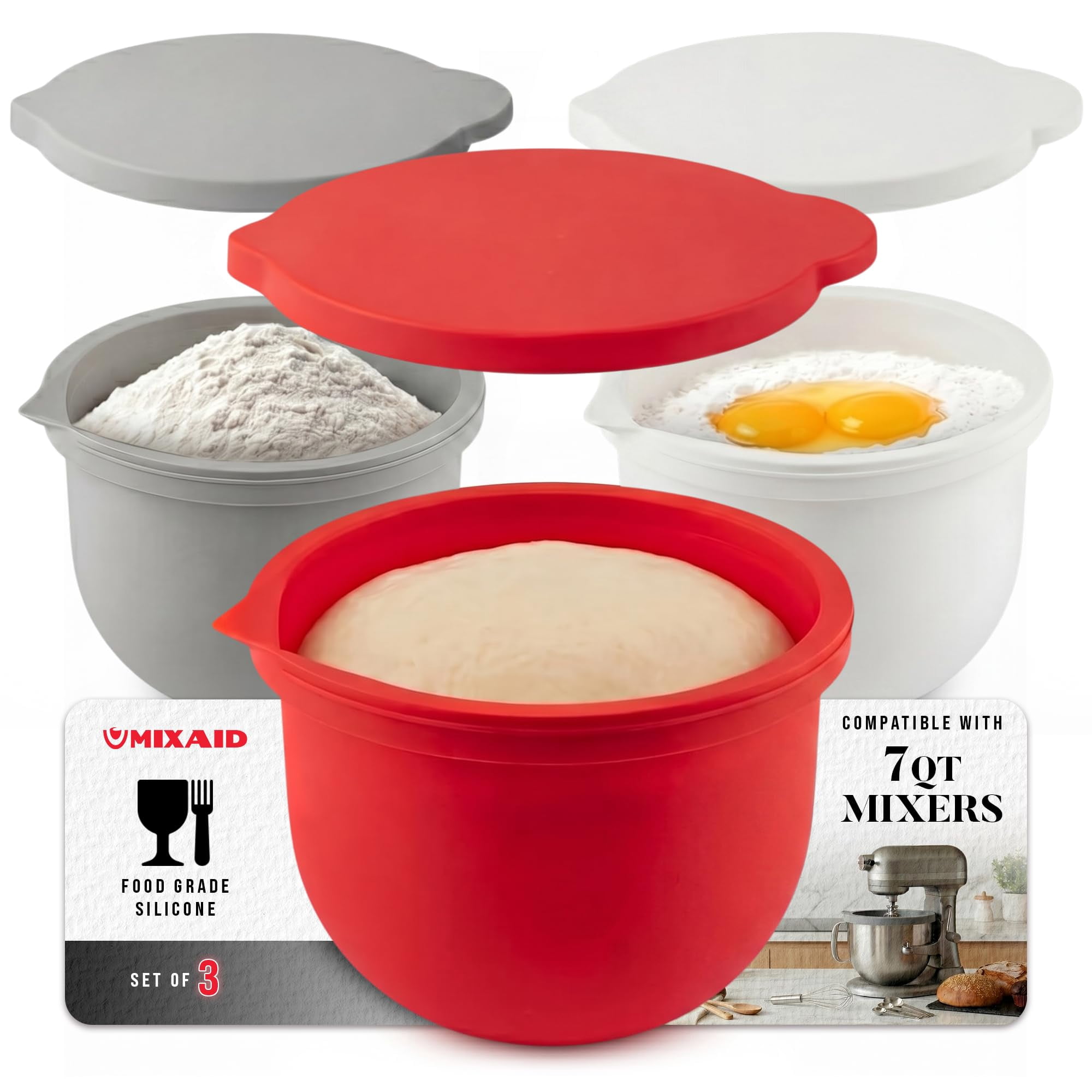 Juego De 3 Forros De Silicona Para Bowl Modaura 7 Qt Para Batidora