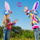 thumbnail image 3 of Juego de lanzamiento de aros A-SZCXTOP - Pack de 2 sombreros inflables de orejas de conejo + 8 aros para fiesta de Pascua, 3 of 6