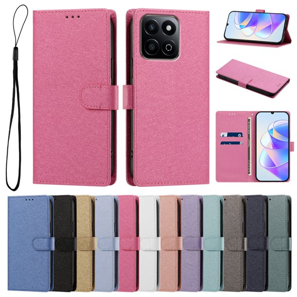 Funda Cartera de PU para Honor 200 Smart con Tarjetas, Rojo Rosa