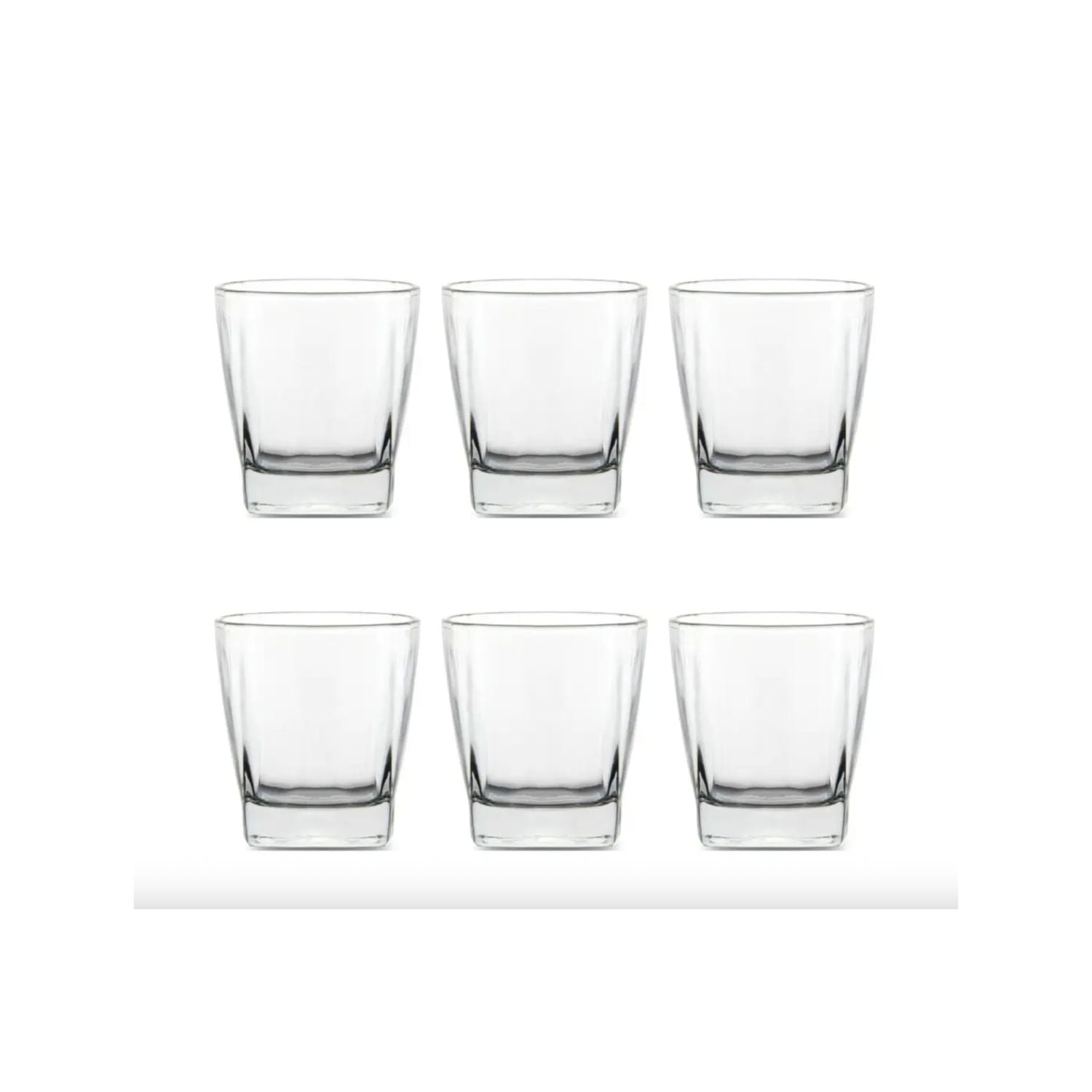 Casa Pagoda - Set 6 Vasos Vidrio Base Cuadrada 285ml Moderno
