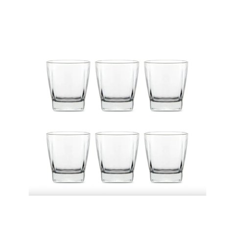 Click Ventas - Set 6 Vasos Vidrio Base Cuadrada 285Ml Moderno
