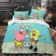 thumbnail image 1 of Fundas nórdicas de Bob Esponja con estampado 3D de personajes de anime, funda de edredón para niños y niñas con cierre de cremallera, juego de ropa de cama de microfibra suave., 1 of 3
