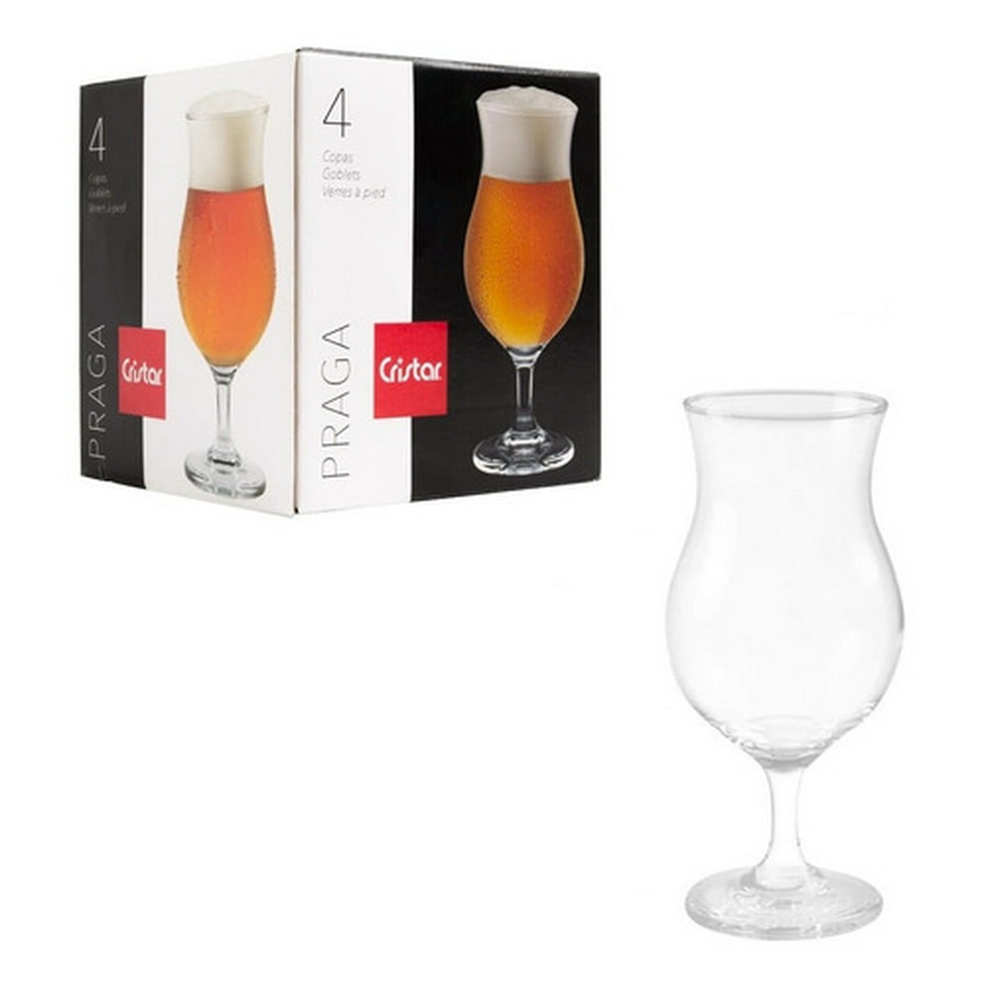 Cristar - Set 4 Copas Vidrio Cerveza Praga 442cc Cristal Cocina