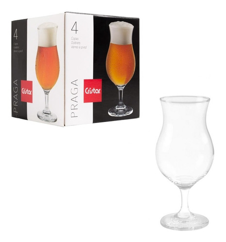Cristar - Set 4 Copas Vidrio Cerveza Praga 442Cc Cristal Cocina
