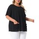 thumbnail image 4 of Agnes Orinda Blusa Casual de Verano para Mujer Talla Grande, Cuello Redondo, Manga Corta, Sólida, con Bolsillos, 2X Negro, 4 of 6