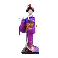 Magideal - Muñeca Japonesa Geisha De 27 Cm, Estatua De Niña Humanoide De Resina, Figurita Coleccionable, Estilo Nacional Hecho A Mano Para Decor , Púrpura Violeta