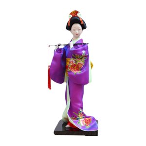Magideal - Muñeca Japonesa Geisha De 27 Cm, Estatua De Niña Humanoide De Resina, Figurita Coleccionable, Estilo Nacional Hecho A Mano Para Decor , Púrpura Violeta