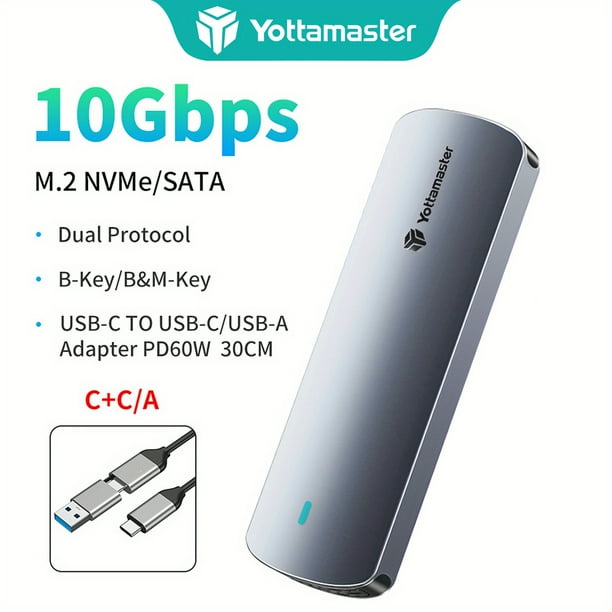 Yottamaster M.2 NVMe/SATA Dual Protocol Hard Disk Enclosure Type-C USB3.2 Gen2 10Gbp SSD External Storage Box Laptop M2 Case