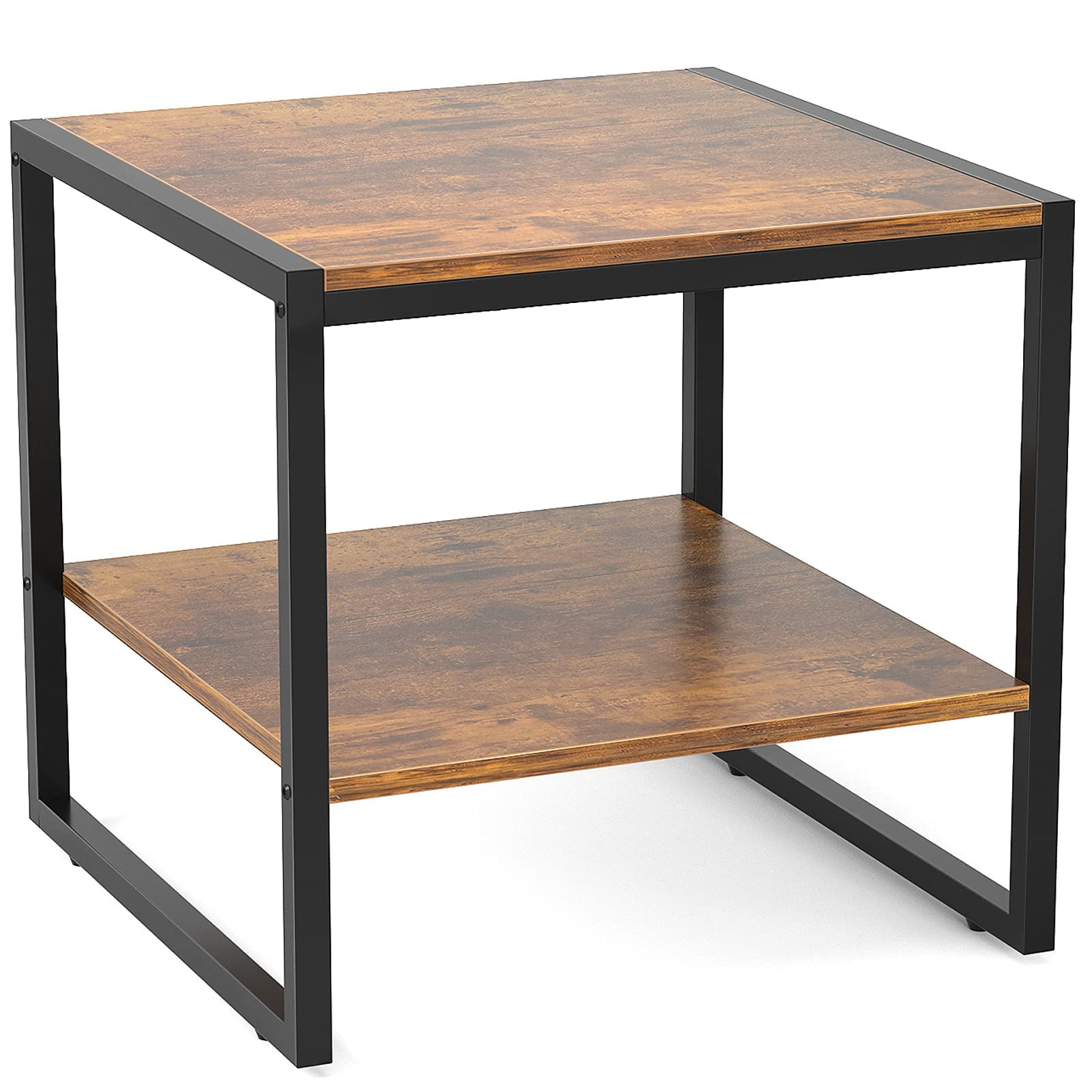 Mesa Auxiliar Homieasy Cuadrada De 50 Cm Con Estantes De Almacenamiento De 2 Niveles
