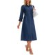 thumbnail image 4 of INSPIRE CHIC Vestido de Jean para Mujer Ajuste Suelto Manga 3/4 Abotonado Midi Vestido de Mezclilla L Azul Oscuro, 4 of 6