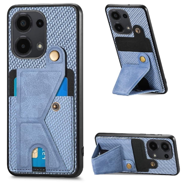 Funda Resistente para Xiaomi Redmi Note 13 Pro 4G con Tarjetero y Soporte, Diseño Magnético Azul