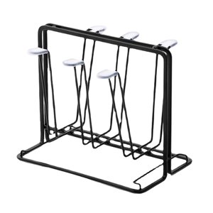Magideal - Estante Para Secar Tazas, Soporte Y Asa, Organizador Antideslizante Para Tazas, Escurridor De Metal, Estante Para Gafas, Estante Para Taza De Café, Ta Negro