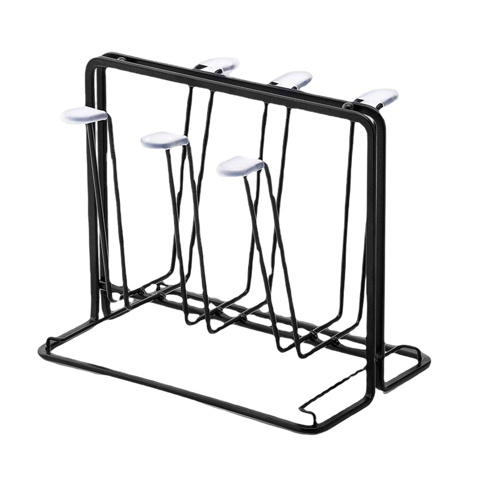 Magideal - Estante Para Secar Tazas, Soporte Y Asa, Organizador Antideslizante Para Tazas, Escurridor De Metal, Estante Para Gafas, Estante Para Taza De Café, Ta Negro