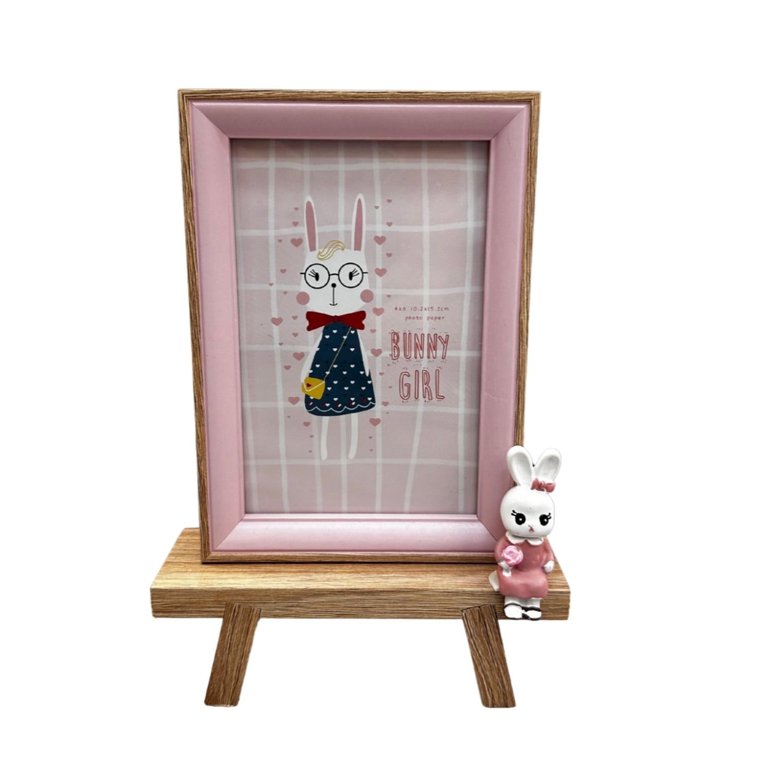 Kivara - Marco Foto Infantil Portaretrato 10x15cm Rosa Atril Beige