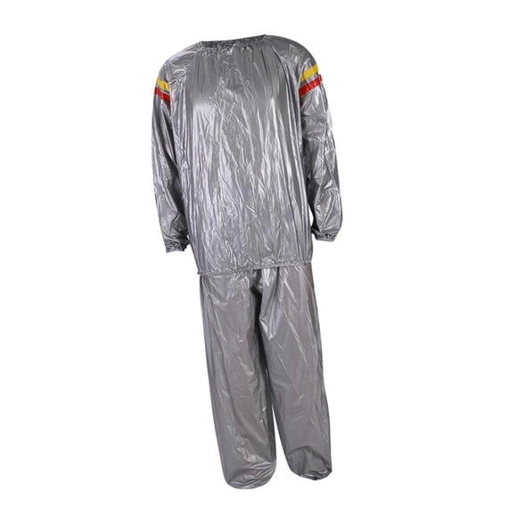 Traje de sudor de PVC, camisa de pantalones de cuerpo completo para hombres y mujeres, chándal para correr, traje de Sauna para ejercicio en casa/gimn , XXL Plata