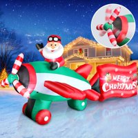 Thanger - Colgador Inflable De Papá Noel En Avión, Led, 3,2 M, Decoración Navideña