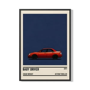 Creango - Cuadro Poster Enmarcado Baby Driver Auto Decorativo