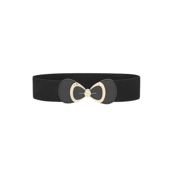 INSPIRE CHIC Cinturón de Mujer Hebilla de Lazo Elástica Cintura Sellada Cinturones de Moda Versátiles para Vestidos Blusa 70x6cm/27.6x2.4" Negro