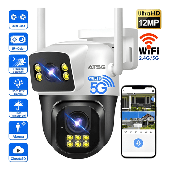 Atsg® 5g/2.4g 2 Lente 2 Pantalla Cámara de Seguridad Plus