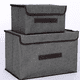 thumbnail image 2 of Juego de 2 cajas de almacenamiento grandes con tapas y asas, contenedores organizadores plegables para ropa de cama, cestas, cubos con divisor extraíble para el hogar, dormitorio, armario, oficina., 2 of 8
