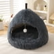 thumbnail image 2 of Cama redonda con capucha de felpa para perros y gatos, tipo cueva, antiansiedad, mullida, para perros pequeños, medianos y gatos., 2 of 5