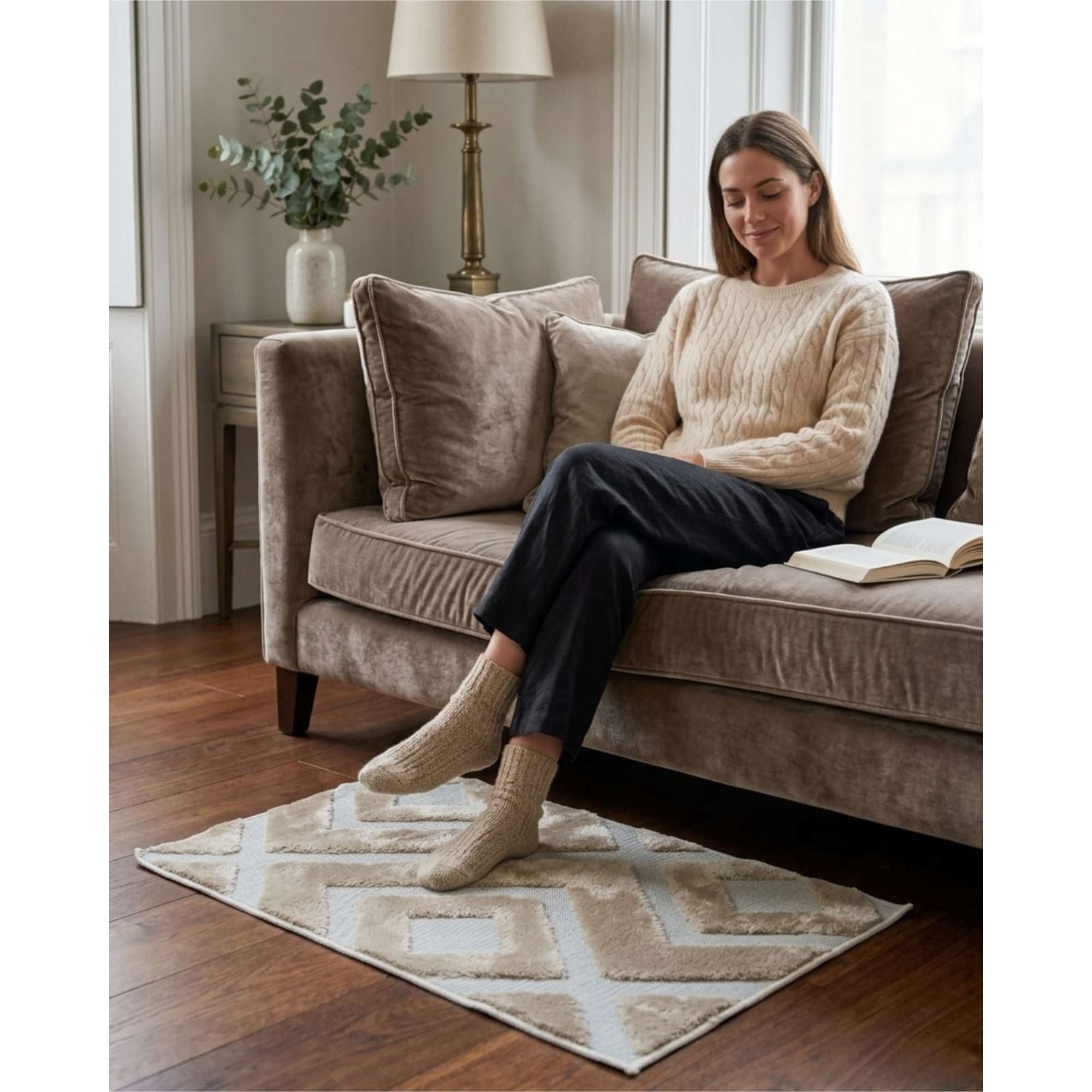 Mylhogar - Bajada De Cama Moderna 50x80cm Diseño Jacquard