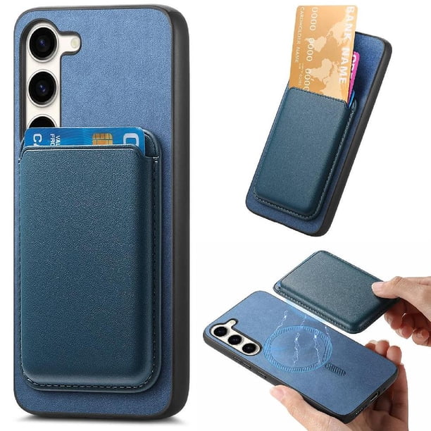 Funda de Cuero Magnética con Tarjetero para Samsung Galaxy S23 FE Cubierta Delgada Azul