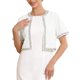 thumbnail image 1 of INSPIRE CHIC Bolero Corto para Mujer con Ribete de Lentejuelas, Mangas Cortas, Frente Abierto, Talla L, Blanco, 1 of 5