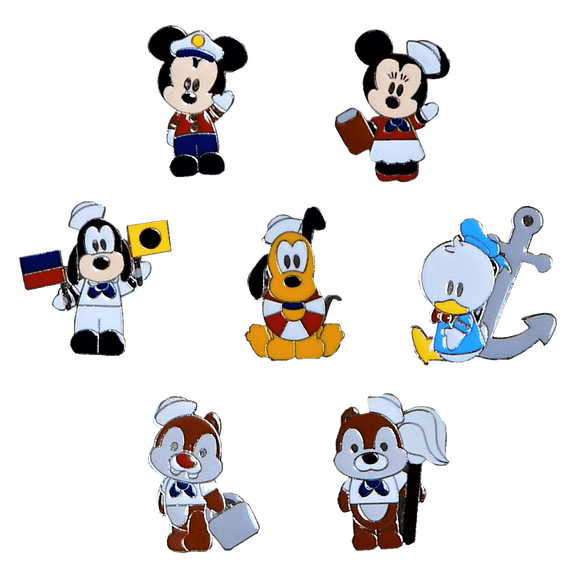 Set de pines temáticos de personajes Disney Cruise Line, 7 piezas