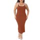 thumbnail image 2 of Vestidos de punto sin mangas con cuello cuadrado y abertura lateral en contraste para el verano de Agnes Orinda para mujeres de talla grande, 4X Naranja, 2 of 6