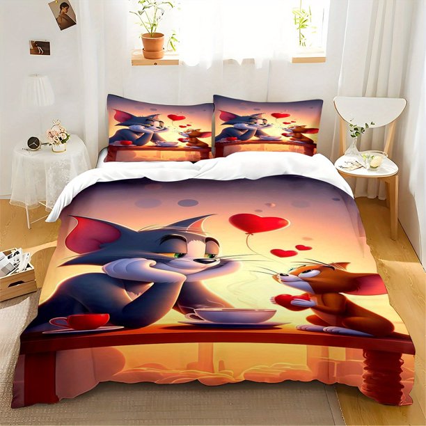 3pcs Bedding set Bedding Cushion Cover Tom And Jerry Bedding Set Duvet Cover And Pillowcase