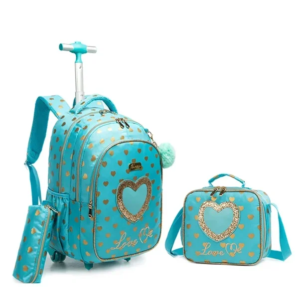 Children School Rolling Backpack Bag Wheeled Backpack for Boys School Trolley Bag Wheels Kids Travel Luggage Trolley Bag Set