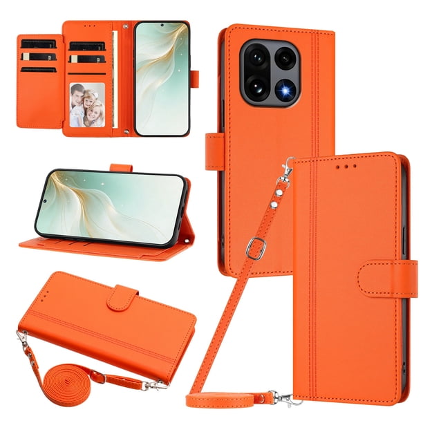 Funda Billetera de Cuero Sintético para OnePlus 15, Naranja
