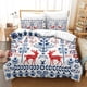 thumbnail image 1 of Juego de cama Navian impreso en 3D con diseño navideño de linograbado, microfibra suave, juego de funda nórdica de 3 piezas, 2 fundas de almohada, cremallera oculta., 1 of 3