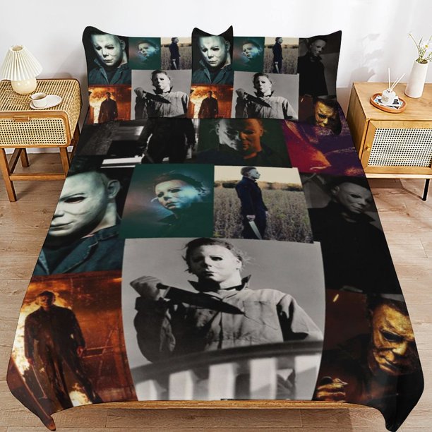 Michael Myers Halloween Duvet Cover Set 3 Piece Bedding Set Double Sided Printing Decorative Comforter Cover Set