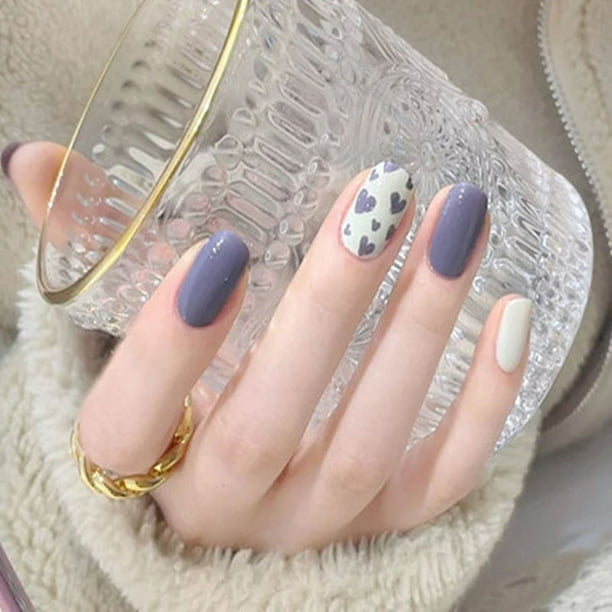 24 pcs Lovely and Fresh Press On Nails - Short Coffin Acrylic Fake Nails with Glossy Tips for a Gorgeous Manicure