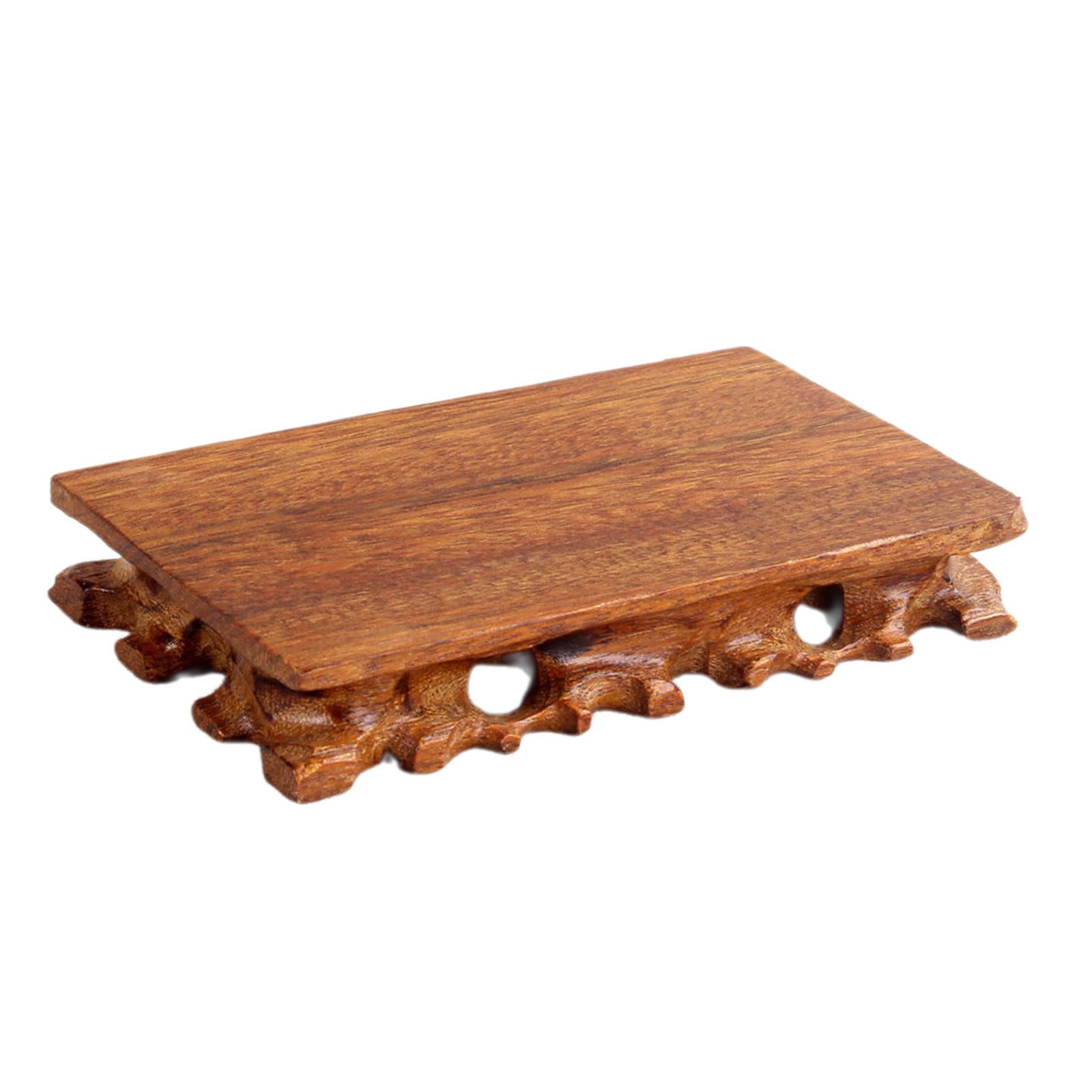 Magideal - Base De Madera Retro, Base De Adorno, Soporte De Estatua De Buda De Madera Sólida, Base De Tetera Tallada De Madera Estable, Soporte De Exhibición De