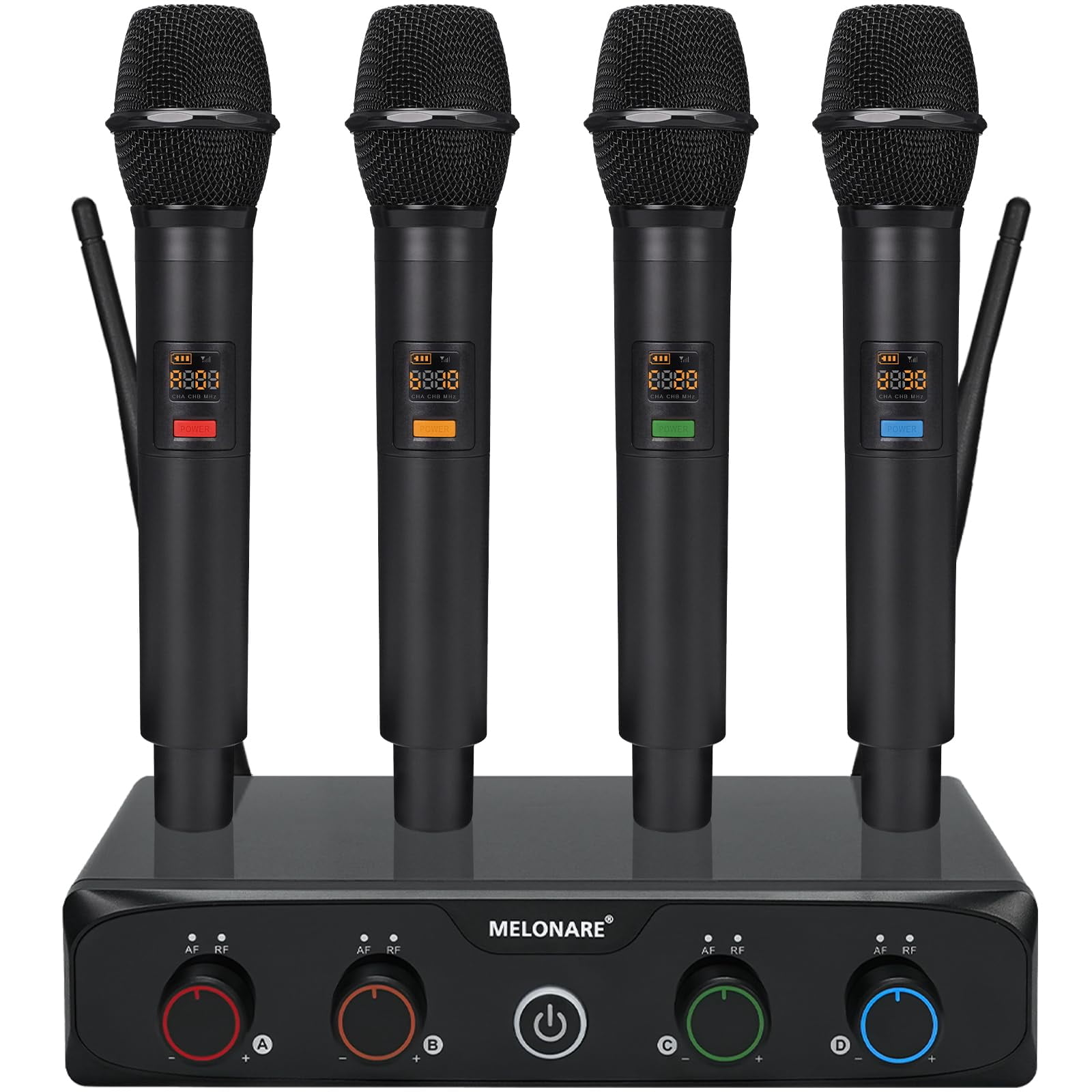 Sistema De Micrófono Inalámbrico Melonare Mwm-41-4h De 4 Canales Uhf