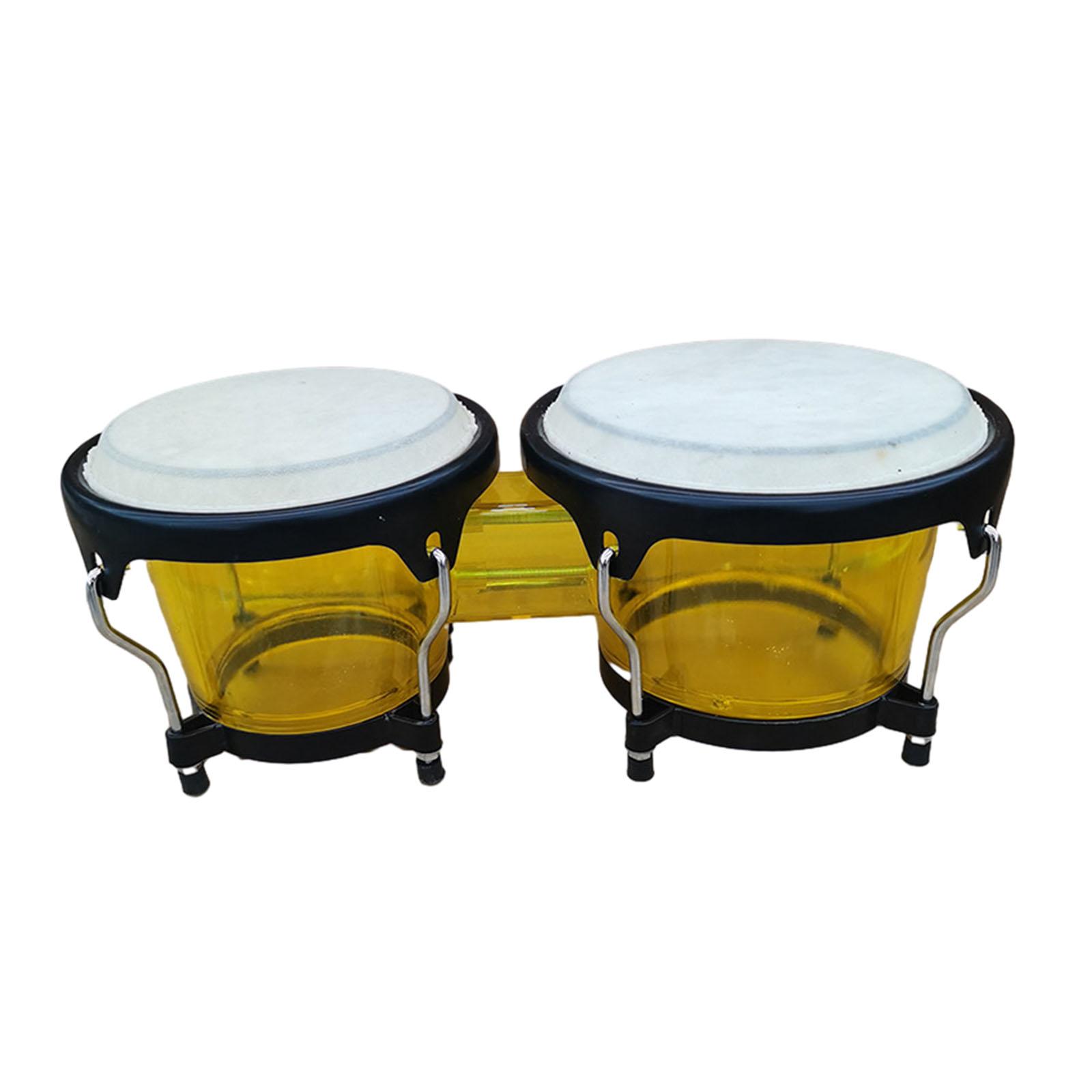 Magideal - Juego De Batería Bongos De Percusión, Tambor De Mano Africano, Educación Temprana Montessori De 6 Y 7 Pulgadas Para Regalos Navideños, Principiantes Amarillo