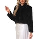 thumbnail image 4 of INSPIRE CHIC Abrigo elegante de piel sintética para mujer con botones a presión recortados para bodas de invierno XS Negro, 4 of 6