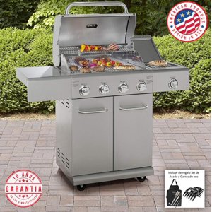 Kenmore - Parrilla A Gas 4 Quemadores + Sellador Lateral - Acero Inoxidable