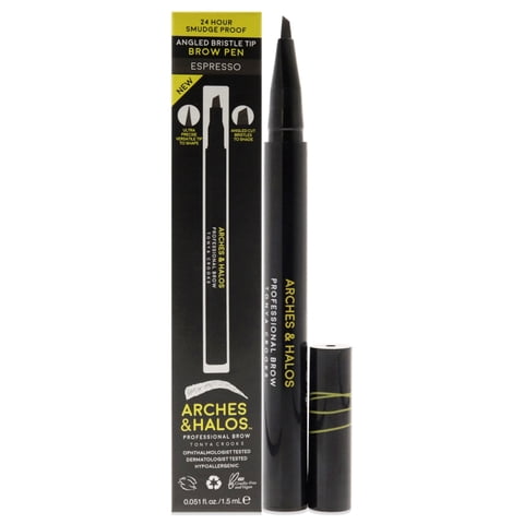 Arches And Halos - Lápiz Para Cejas Resistente Al Agua Con Punta De Cerdas En Ángulo - Espresso De Para Mujeres - Lápiz Para Cejas De 0.051 Oz