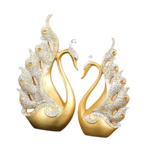 Magideal - Estatua De Cisne De Amor De 2 Piezas, Escultura De Cisne, Colección De Estatuas De Animales, Decoración Creativa Para El Hogar, Artesanía Decorativa E Dorado