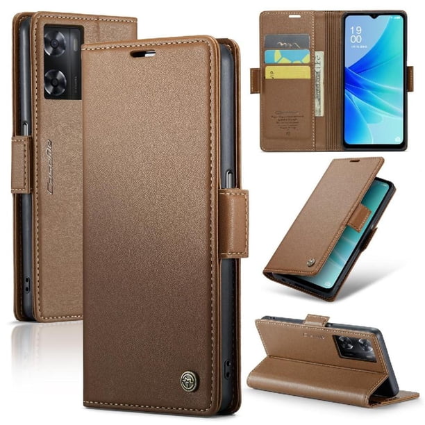 CaseMe tipo cartera OPPO A57 4G 2022 con cierre magnético, RFID, tarjetero, soporte, carga inalámbrica