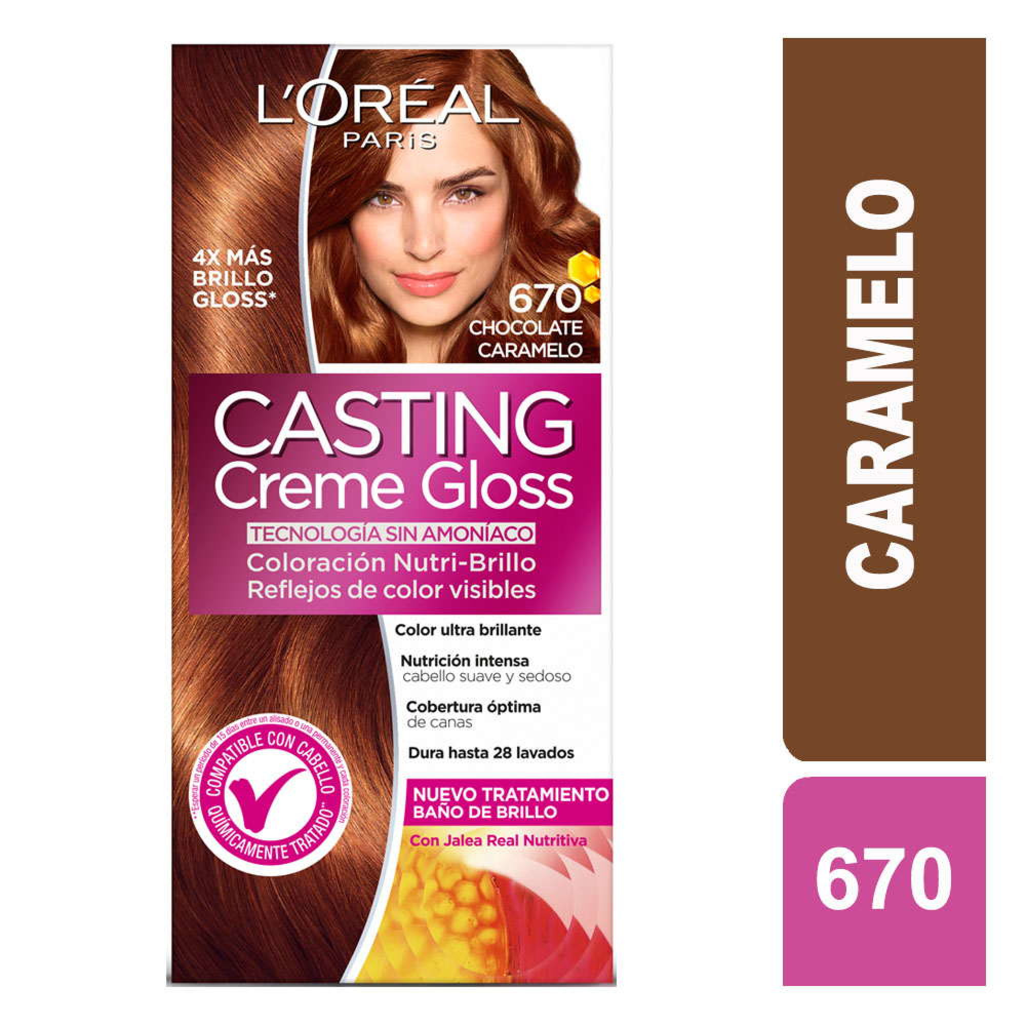 Coloración Casting Cabello Creme Gloss 670 Chocolate Caramelo